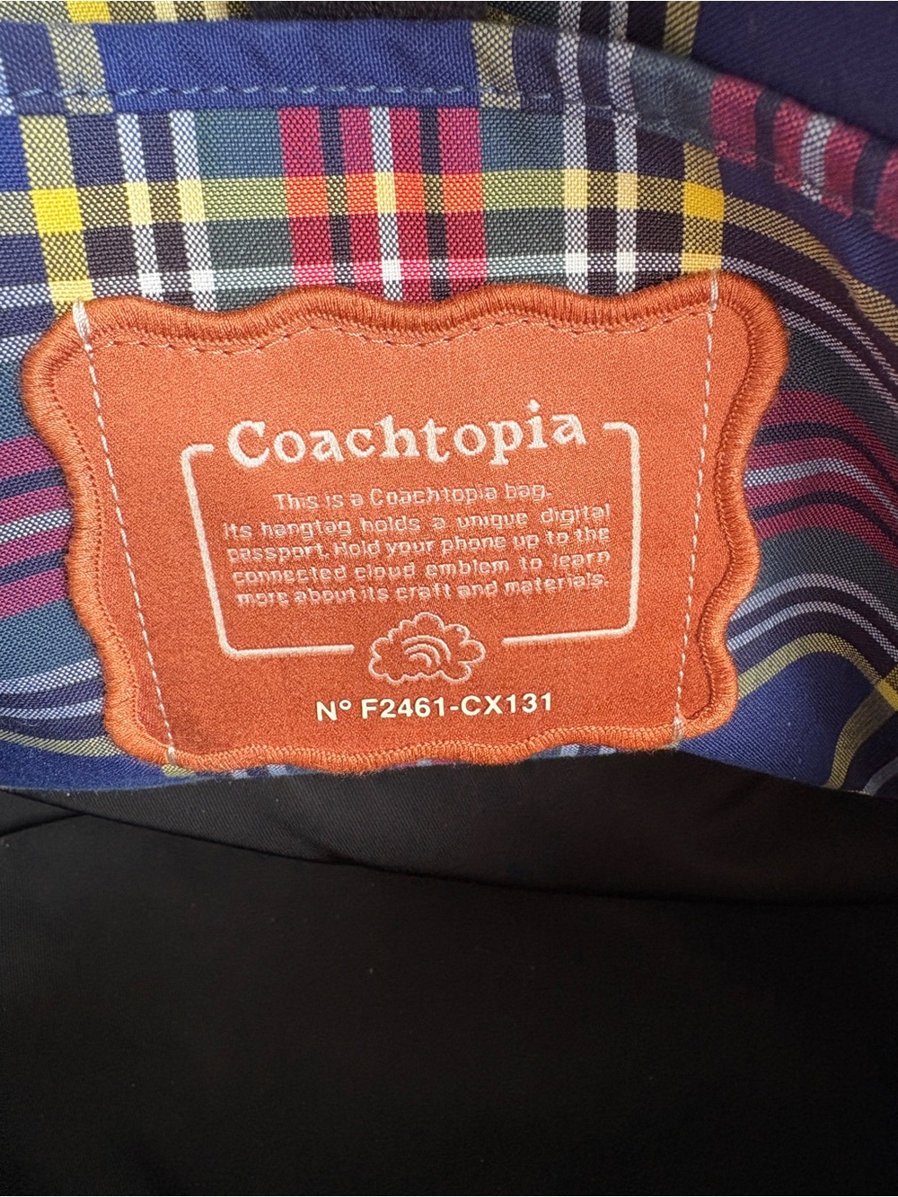 Coachtopia Quilted Multicolor Plaid Tote — Blue, Red, Green, Yellow - Picture 4 of 7